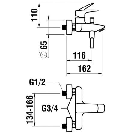 Смеситель для ванны Laufen Laurin 3.2120.7.004.400.1 настенный хром