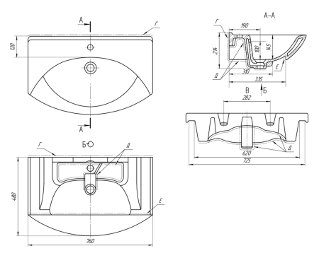 Раковина мебельная керамическая Dreja Laguna 75 28230 80х50 накладная цвет белый