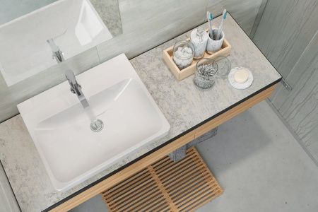 Раковина из сантехнического фарфора Santek Адриана WH501630 50х50 накладная цвет белый