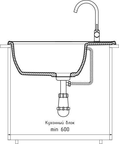 Кухонная мойка Granfest Vertex V-680L кашемир 68х50 цвет бежевый - фото 4
