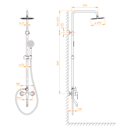 Душевая стойка RGW Shower Panels 59140124-04 настенная цвет черный