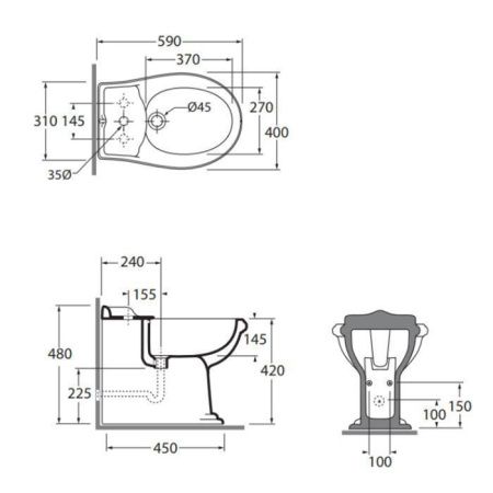 Биде напольное Azzurra Jubilaeum JUBIT000000MBI/(JUB510 bi)*1 цвет белый