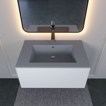 Раковина из искусственного камня Uperwood Parma Quartz 291003006 80х50 полувстраиваемая цвет серый