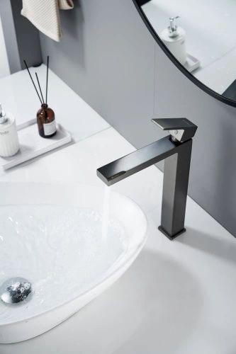 Смеситель для раковины Knotlor STABLE KN-24/GM на столешницу вороненая сталь - фото 4