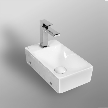 Раковина из сантехнического фарфора Bond Cube S12-380R 38х22 накладная цвет белый глянцевый 1 отверстие под смеситель