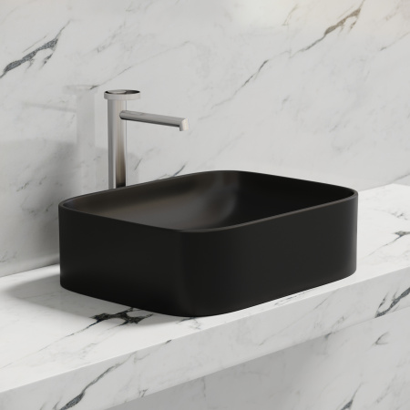 Раковина из сантехнического фарфора Ceramica Nova ELEMENT CN6052MB 51х38 накладная цвет черный матовый без отверстий под смеситель