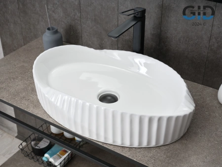 Раковина керамическая Gid Creativo 51223 60х40 накладная цвет белый без отверстий под смеситель