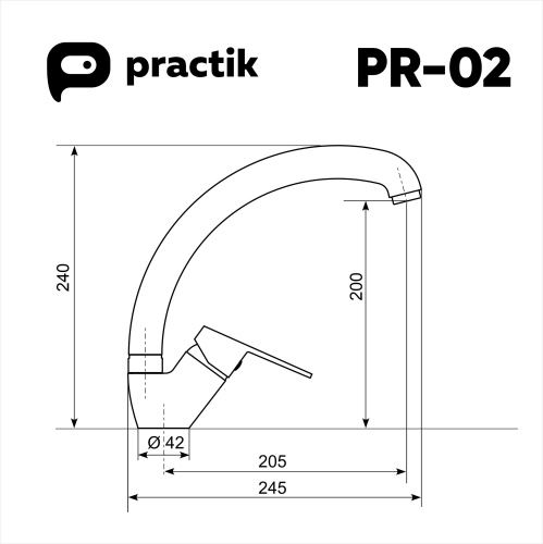 Смеситель для кухни Ulgran Practik PR-02-004 на раковину черный оникс - фото 2