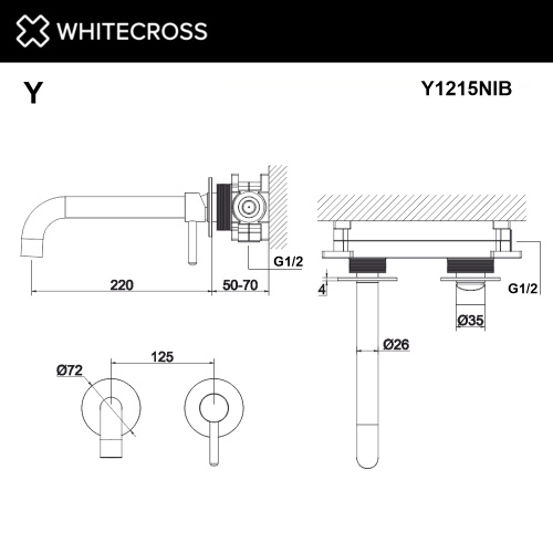 Смеситель для раковины Whitecross Y brushed nickel Y1215NIB встраиваемый никель брашированный - фото 3