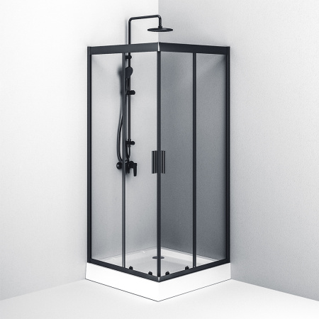 Душевой уголок Am.Pm Gem W90G-403-090BT 90х90 стекло прозрачное профиль черный матовый без поддона