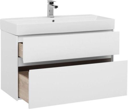 Тумба с раковиной Aquanet Бруклин 00212599 100х40 подвесная цвет белый