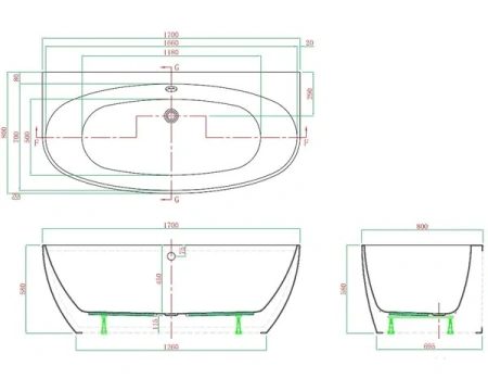 Ванна акриловая Vagnerplast Benin KRBV178BEN9X-64 170х80 пристенная овальная без каркаса