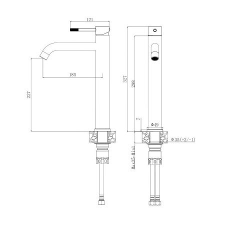 Смеситель для раковины Voda VSL25GM на столешницу вороненая сталь