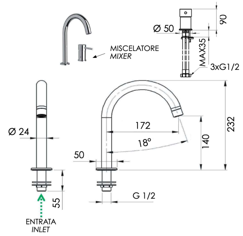 Смеситель Remer Minimal N57 на раковину хром - фото 2