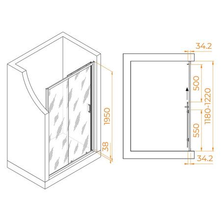 Душевая дверь RGW Passage 41081412-110 120х195 стекло прозрачное профиль сатин