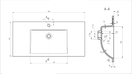 Раковина из искусственного камня Vincea VCB-13100W 100х50 встраиваемая цвет белый 1 отверстие под смеситель