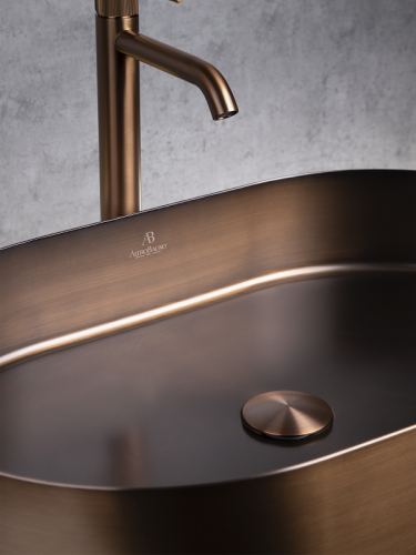Раковина из нержавеющей стали AltroBagno Eterno AltroBagnoEterno001028BrAn 59х39 накладная цвет бронза состаренная - фото 4