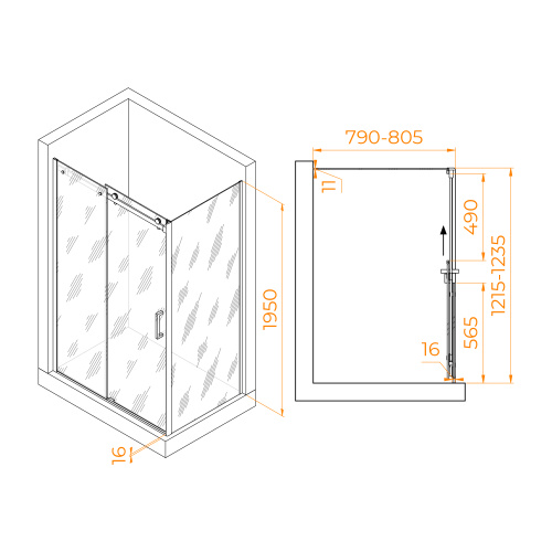 Душевой уголок RGW Tornado 02074428-11 120х80 стекло прозрачное профиль хром глянцевый без поддона - фото 2