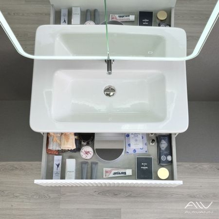 Тумба с раковиной Alavann Wave ALV1112000 80х50 подвесная цвет белый