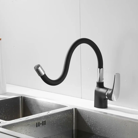 Смеситель для кухни Shevanik S443-3 на мойку черный