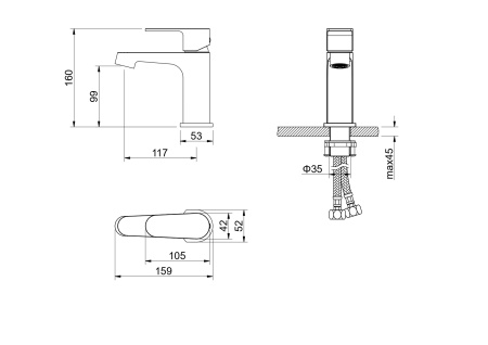 Смеситель Aquatek ОБЕРОН AQ1210CR на раковину хром без термостата