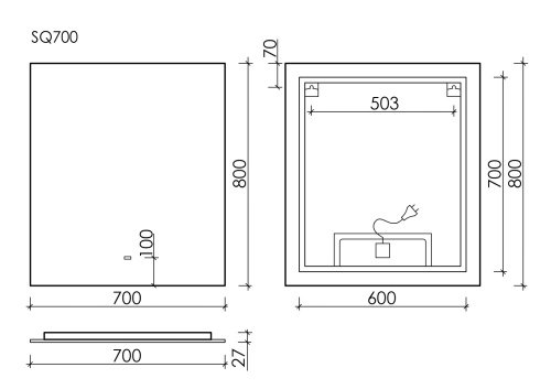 Зеркало в ванную Sancos SQUARE SQ700 70х80 - фото 4