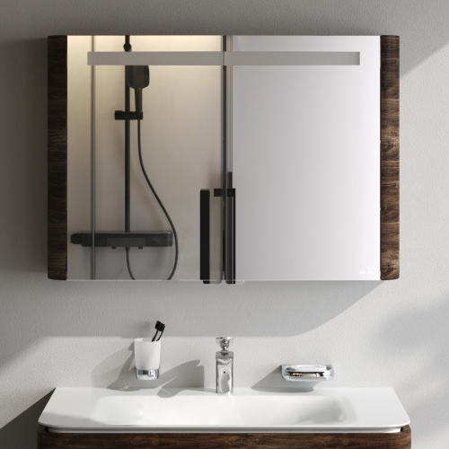 Зеркало-шкаф Am.Pm Sensation M30MCX1001NF 100х15х70 подвесной цвет орех - фото 3