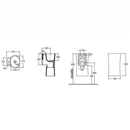 Раковина из сантехнического фаянса Azzurra Nativo LALS035370N0BI/(NAT200/0bi)*0 40х40 подвесная цвет белый без отверстий под смеситель