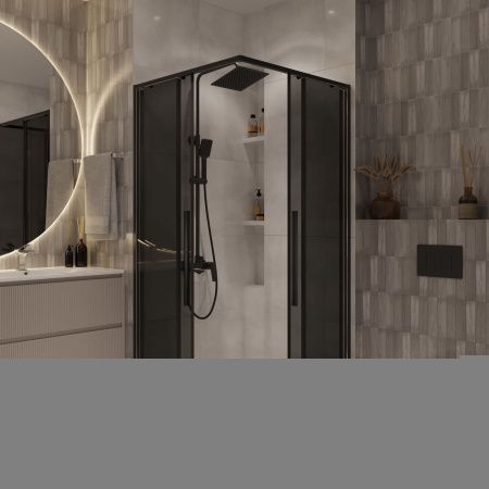 Душевой уголок Niagara Nova NG-2823-34BLACK 90х90 стекло тонированное профиль черный без поддона