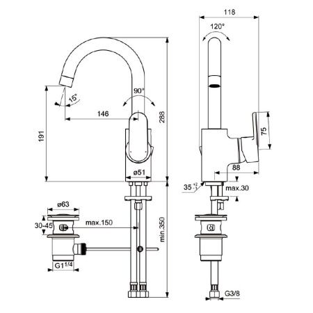Смеситель Ideal Standard Vito B0410AA на раковину хром