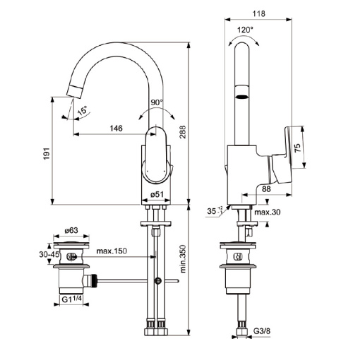Смеситель Ideal Standard Vito B0410AA на раковину хром - фото 2