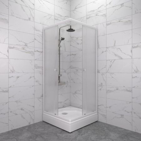 Душевой уголок Тритон Стандарт Щ0000071051 80х80 стекло матовое профиль белый с поддоном