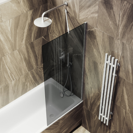 Душевая шторка на ванну Maybah Glass MGV-81-5ш 70х140 стекло тонированное профиль хром матовый ориентация универсальная