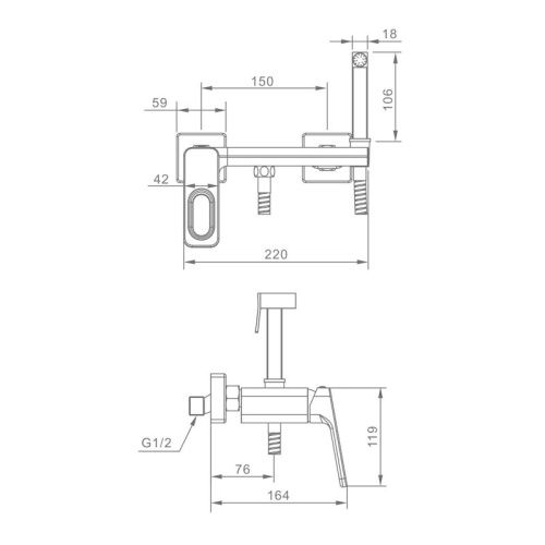 Гигиенический душ со смесителем Raglo R51.51.03 сатин золотой - фото 2