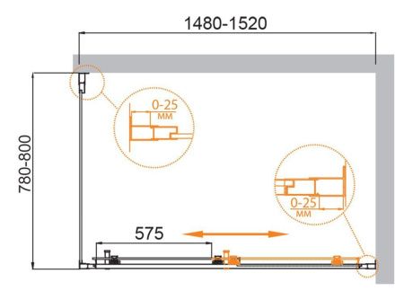 Душевой уголок Cezares MOLVENO MOLVENO-AH-11-150/80-C-Cr-IV 150х80 стекло прозрачное профиль хром без поддона