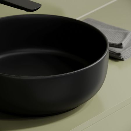 Раковина из сантехнического фарфора Ceramica Nova TAYCAN CN12003MB 40х40 накладная цвет черный без отверстий под смеситель