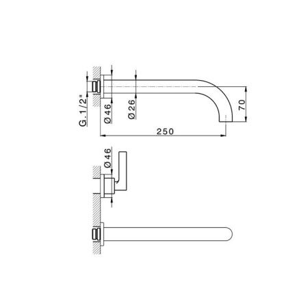 Смеситель для раковины Cisal Cubic GL01351121 встраиваемый в стену хром
