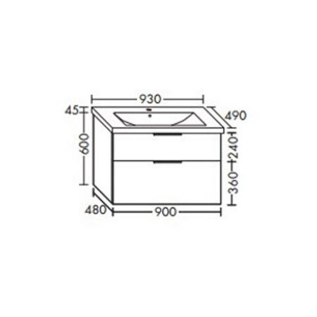 Тумба с раковиной Burgbad Eqio SEYQ093F2009C001*1 90х50 подвесная цвет белый