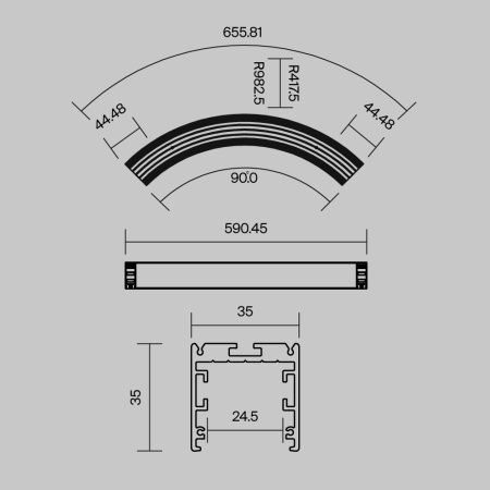 Радиусный профиль Maytoni Led Strip ALM-3535R-B-D-90°-0.8M