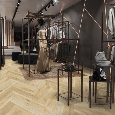 SPC ламинат CronaFloor Herringbone 2.0 Дуб Ренн H014 Т092550 толщина 0,45 см 42 класс 640х128