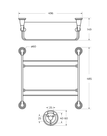 Полка в ванную комнату Art&Max BIANCHI AM-E-2611-D-Cr