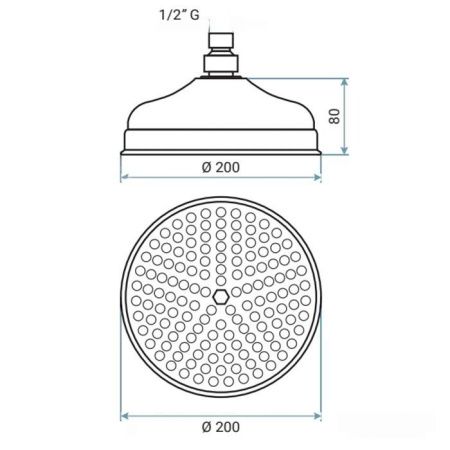Верхний душ Emmevi C00655mm200/OR золото