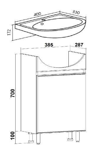 Тумба под раковину Runo ЛАДА 00-00001194 40х30 напольная цвет белый - фото 5