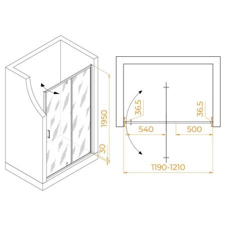 Душевая дверь RGW Leipzig 711210312-14 120х195 стекло прозрачное профиль черный