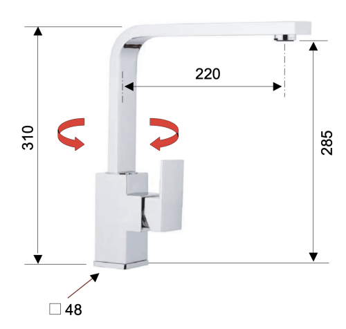 Смеситель для кухни Remer Q-Design QD42U на мойку/столешницу хром - фото 2