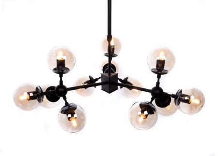 Люстра на штанге Lumina Deco Zodiak (Зодиак) LDP 160-12 BK+TEA