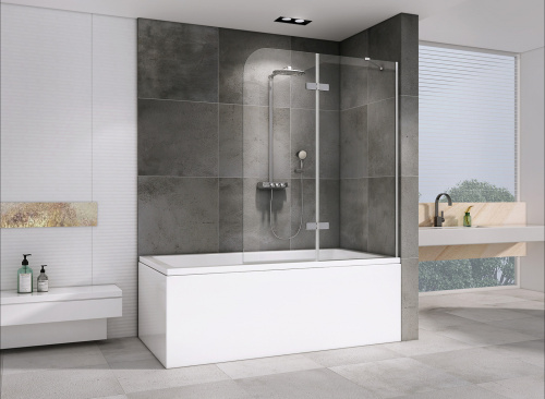 Душевая шторка на ванну Abber Ewiges Wasser AG51120 120х140 стекло прозрачное профиль хром глянцевый - фото 2