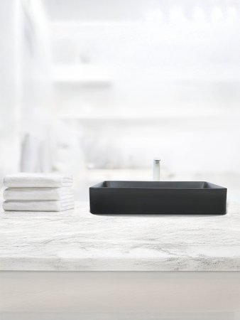 Раковина из сантехнического фаянса WeltWasser WW SK 10000004508 40 см накладная цвет черный без отверстий под смеситель