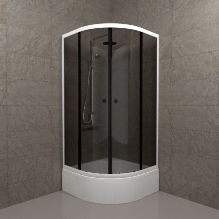 Душевой уголок Тритон Грэй Щ0000066465 90х90 стекло тонированное профиль белый с поддоном