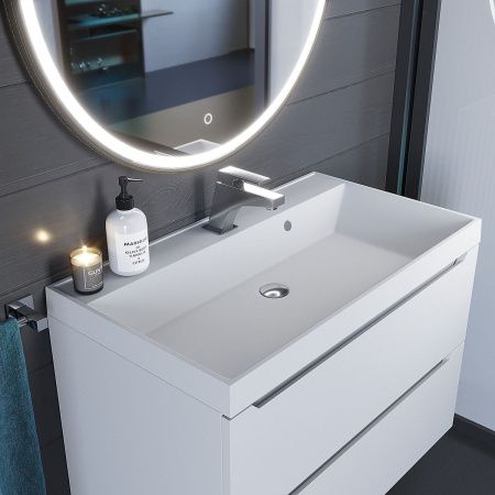 Раковина из искусственного камня Uperwood Classic Quartz 291030006 80х50 полувстраиваемая цвет белый